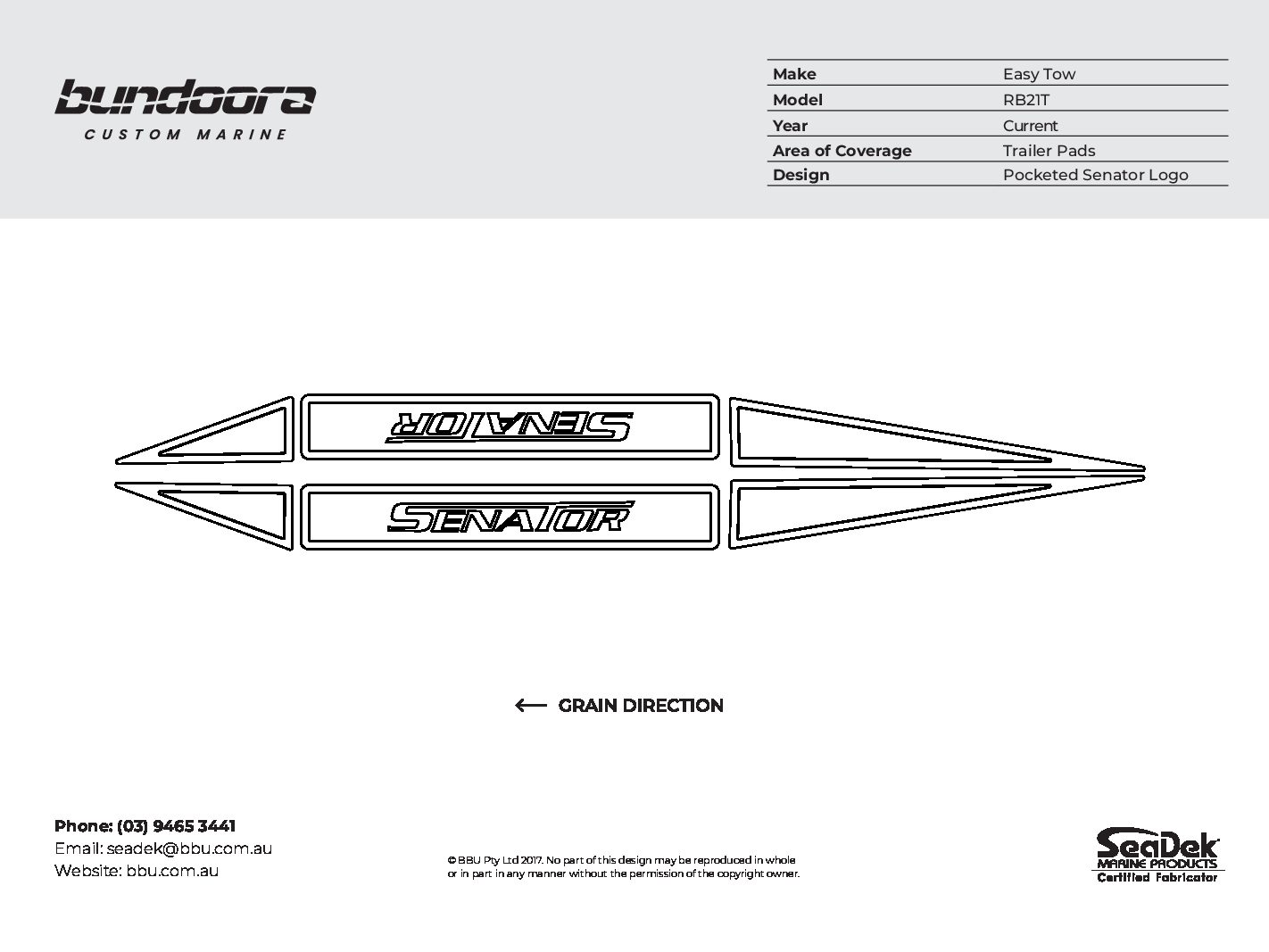 SeaDek – Fits Easy Tow Trailer Pads (RB21T) For Skicraft Senator